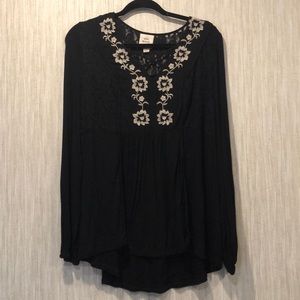 Womens black lace blouse
